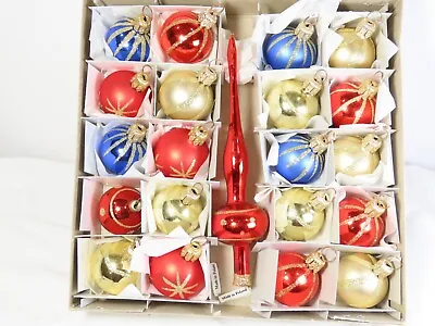 Poland Feather Tree Topper Glitter Blown Glass Christmas Ornaments Lot C7296 • $18.24