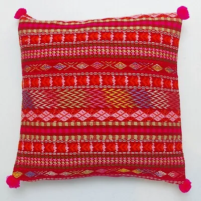 £12.99 • Buy Indian Bohemian Handwoven Cushion Cover Ethnic Floor Pillow - Pinkred 16''/40 Cm