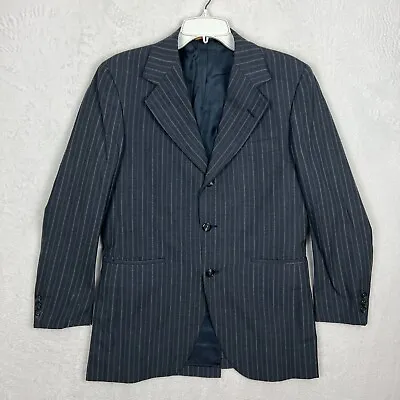 VTG Rogers Peet Mens Suit Jacket Blazer Size 36 Blue Striped 3 Button • $24.95