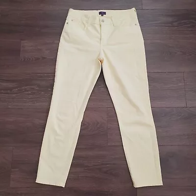 Nydj Straight Ankle Jeans Women's 6 Mid Rise Pale Yellow Lift Tuck Stretch Denim • $19.99