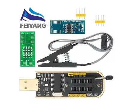 CH341A 24 25 Series EEPROM Flash BIOS USB Programmer Module + SOIC8 SOP8 Clip (L • £10.49