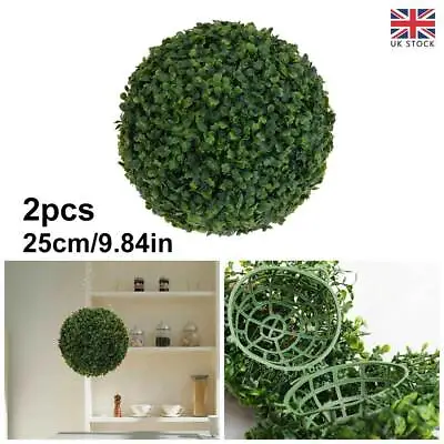 2pcs Artificial Hanging Topiary Buxus Ball Faux Boxwood Plant Xmas Garden Decor • £10.27