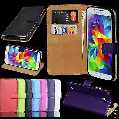  Genuine Real Leather Flip Case Wallet Stand Cover For Samsung Galaxy S5 Mini • £5.99