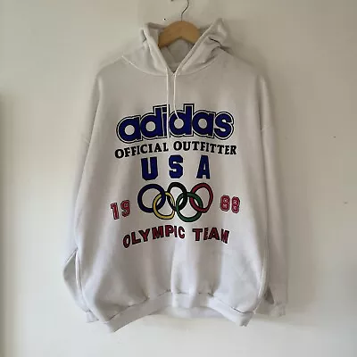 Vintage 1988 Adidas Seoul Olympics Usa Olympic Team Made In Usa Hoodie • $128