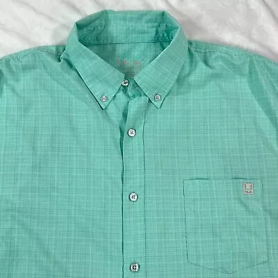 Huk Shirt Mens 2XL XXL Green Vented Outdoors Hike Fish Camp Short Sleeve Pocket • $29.95