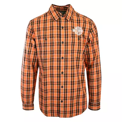 Harley-Davidson Men's Shirt Orange Screamin' Eagle Plaid L/S (S55) • $43.70