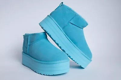 US Size 10 - UGG Classic Suede Leather Ultra Mini Platform In Sky Blue • $131.64