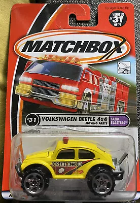 Matchbox Volkswagen VW Beetle 4x4 Baja Bug Car Yellow Sand Desert Rescue 1/64 • $10