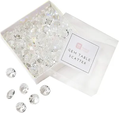 100 Gem Table Scatter Decoration - Table Confetti - Clear Gems 42g Wedding • £3.99