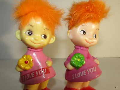 WALLACE BERRIE Berries FIGURINE 1970  I Love You  Hong Kong Two Girls Pair • $25