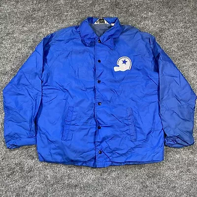 True Vintage 70s 80s Cowboys Football NFL Helmet Coach’s Jacket Windbreaker Coat • $90