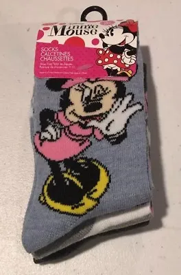 Disney Girls Socks Shoe Size 7-10 Three Pair Minnie Mouse Multi Colored LBB76 • $7.73