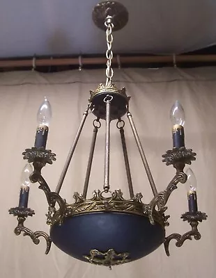 Vtg French Empire Chandelier Brass Spanish Beautiful MCM Light Fixture USA #T52 • $469.99