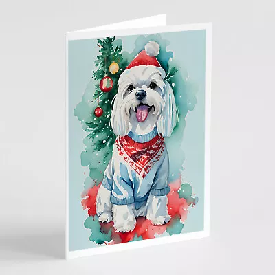 Maltese Christmas Greeting Cards And Envelopes Pack Of 8 DAC3518GCA7P • $16.99