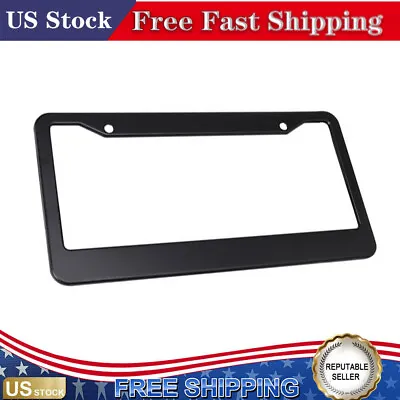 Black License Plate Frame Tag Cover Metal Stainless Front Back Universal Car • $4.15