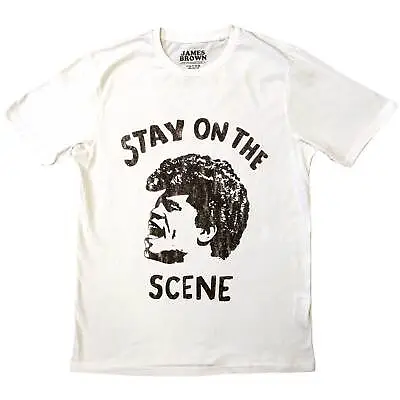 JAMES BROWN Unisex T- Shirt -  Stay On The Scene - White  Cotton • £17.99