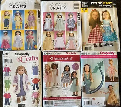 Lot Of 6 McCall’s 18” Doll Patterns NEW UNCUT Fits American Girl Dolls • $17.97