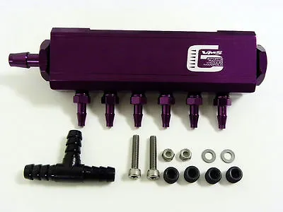 $39.95 • Buy Vms 6 Vacuum Intake Manifold Fuel Gas Turbo Wastegate Boost Performance Purple