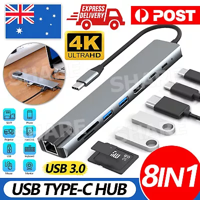 8in1 USB-C Type C HD Output 4K HDMI Usb 3.0 HUB Adapter For MacBook IPad Pro NEW • $18.95