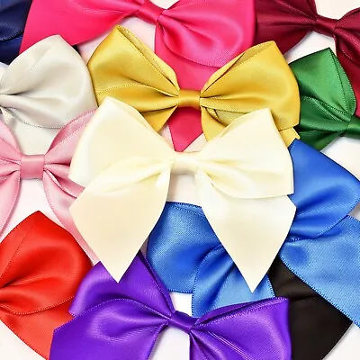 AMAZING COLOURS 10cm Large Self Adhesive Pre-Tied SATIN BOWS Wedding Craft Gift • £1.68