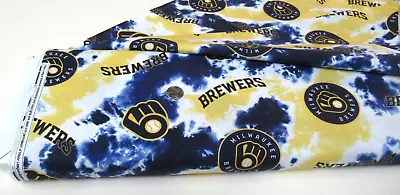 Cooperstown MLB MILWAUKEE BREWERS Cotton Fabric BY THE YARD (60434) WILD Tye Dye • $7.99