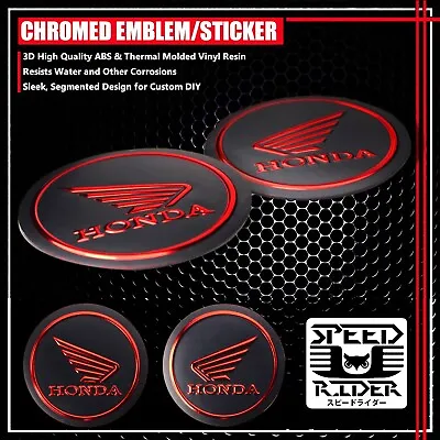 $13.95 • Buy 2 X2-1/8  3d Emblem Logo Sticker Fender Decals Honda Reflective Black+chrome Red