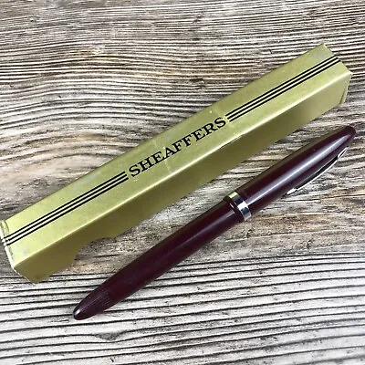 Vintage Sheaffer Maroon Silver Fountain Pen W/ Box • $19.99