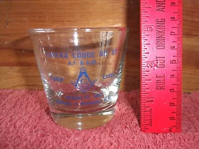 1 Vintage Lg Shot Or Rocks Glass Free Mason Eureka No 83 AF&AM Table Lodge 1992 • $17.15