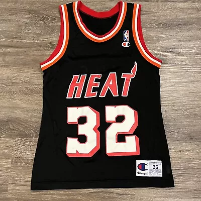 Vintage Miami Heat Harold Miner Jersey Champion 36 Mens Black Baby Jordan • $67.75