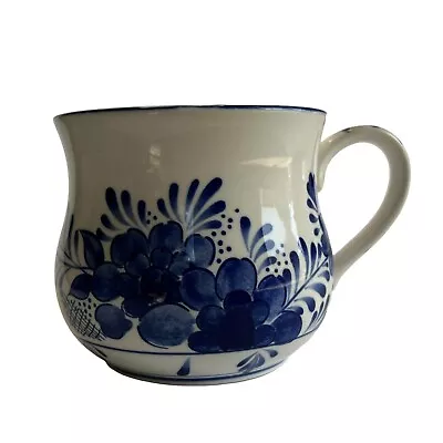 Vintage DA 1980s Handpainted Delft Blue Coffee Cup Flowers DALC • $18