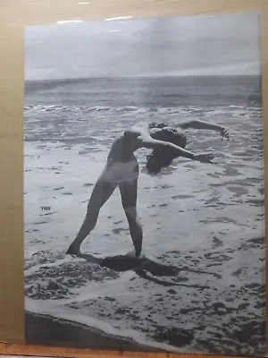 Vintage Hot Girl  FREE  Black And White Beach Poster 1970's  #G2425 • $44.97