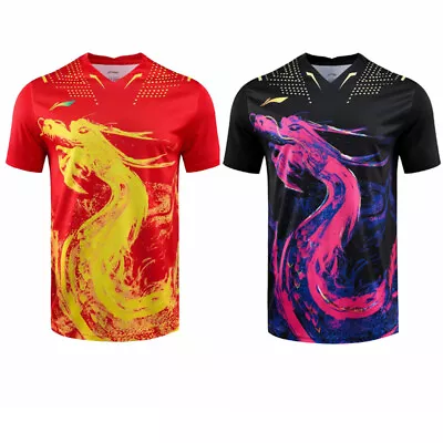 NEW Li-Ning Print China Dragon Men Badminton T-Shirts Tennis Clothes Sport Tops • £22.79