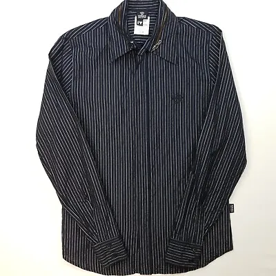 Versace Mens Shirt Vintage MEDIUM (SNUG) Slim Fit Metallic Stripes PRISTINE • £29.75