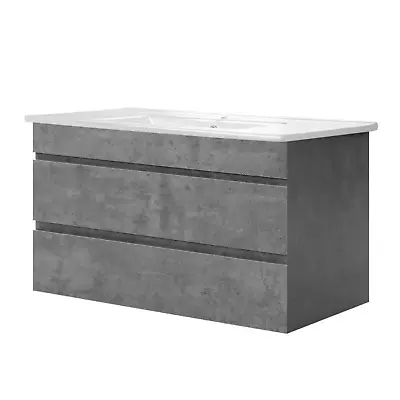 Cefito 900mm Bathroom Vanity Cabinet Basin Unit Sink Storage Wall Mounted Cement • $329.90