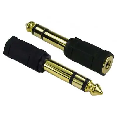 £2.59 • Buy 3.5mm Socket - 6.35mm Jack Plug Adapter Guitar Amplifier Microphone Mic Amp GOLD