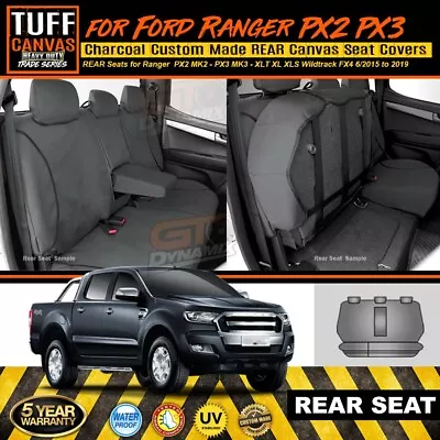 TUFF HD TRADE Canvas Rear Seat Covers RANGER PX2 PX3 XLT XL 6/2015-2022 CHARCOAL • $169