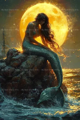 FANTASY MERMAID FINE ART PRINT Decor Siren Poster Magical Ocean Artwork C831 • $12.95