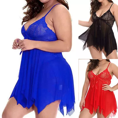 £4.99 • Buy Sexy Womens Nightdress Lingerie Sleepwear Lace Babydoll Robe Nightwear Plus Size