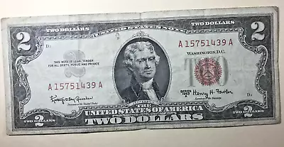 1963A Two Dollar Bill - $2 Red Seal - US Note - Free Shipping #439 • $8.99