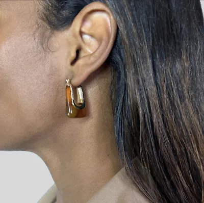 £4.99 • Buy Resin & Gold Metal Drop Earrings Zara Topshop River Island Style Jewellery