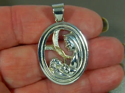 Vtg Signed Cp Sterling Silver & Gold Mother And Child Larger Pendant • $24.95