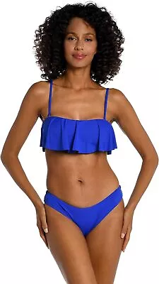 La Blanca Women's Standard Island Goddess Ruffle Bandeau Bikini Swimsuit Top • $80.57