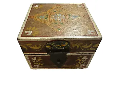 Vintage Wooden Box Ornaments Mosaic Jar Container Made In India • $20