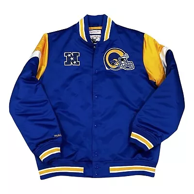 Heavyweight Satin Jacket LA Rams Bomber Jacket By Mitchell And Ness NWOT Size L • $85.99