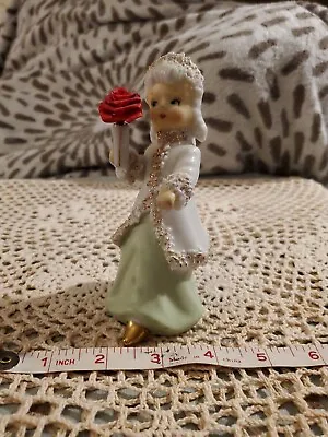 Vintage Ceramic Figurine Lady Made In Japan Napco With Flower • $9