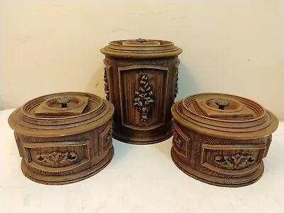 Vintage Faux Wood Owens Corning Stacking Canister Set • $15