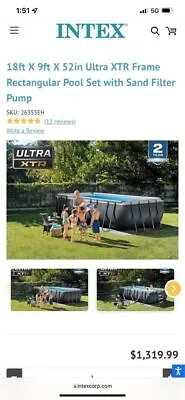 $850 • Buy 18ftX9ftX52 Ultra XTR Frame Rectangular Pool Set Sand Filter 26355EH L/P