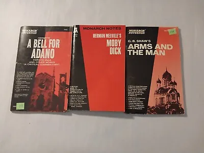 Monarch Notes - Lot Of 3 - Vintage Study Books - Bell Adano Moby Dick Arms & Man • $5.99