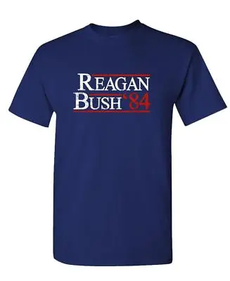 REAGAN BUSH 84 - Retro Funny July 4th Usa - Mens Cotton T-Shirt • $8.99