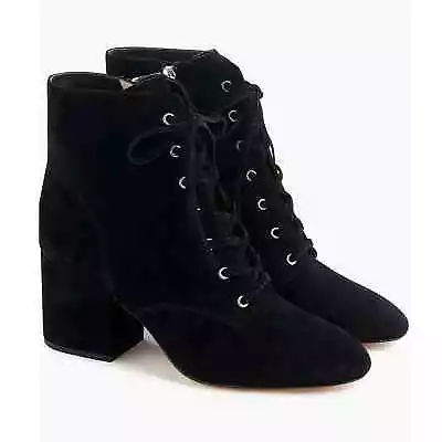 J. Crew Suede Lace Up Block Heel Ankle Booties Boots Black Leather Retro 7 $218 • $24.99